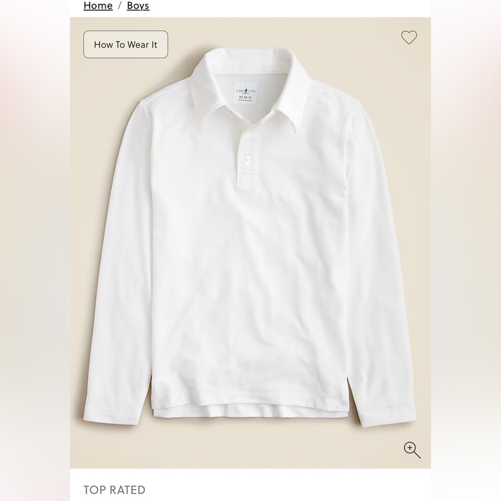 Crewcuts NWT‎ Kids' long-sleeve piqué polo shirt white kids medium